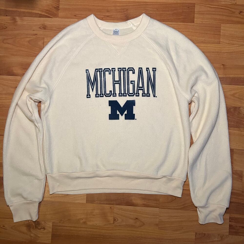 Michigan Women's Eco-Teddy Baby Champ Tri-Blend Sweatshirt - Cream